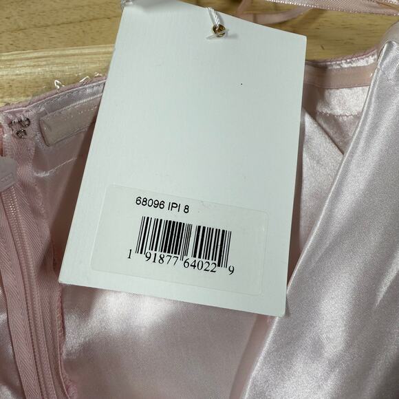 Mac Duggal NWT Beaded Ruffle High Low Gown Ice Pink Size 8 Jeweled Chiffon - Picture 6 of 10